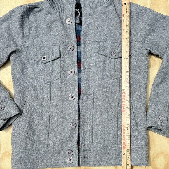 Kane & Unke Men’s Gray Cotton Jacket Size S Button Up High Collar - Picture 10 of 15
